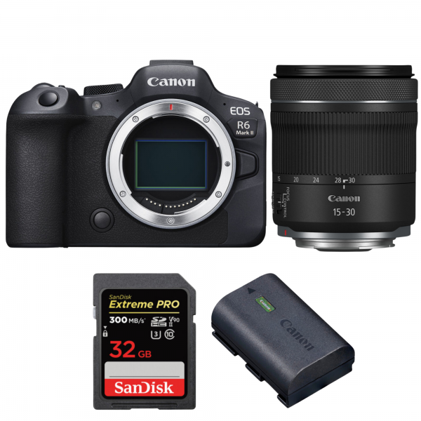 Canon EOS R6 Mark II + RF 15-30mm f/4.5-6.3 IS STM + 1 SanDisk 32GB Extreme PRO UHS-II SDXC 300 MB/s + 1 Canon LP-E6NH-1