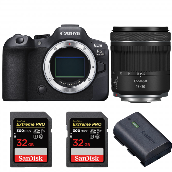 Canon EOS R6 Mark II + RF 15-30mm f/4.5-6.3 IS STM + 2 SanDisk 32GB Extreme PRO UHS-II SDXC 300 MB/s + 1 Canon LP-E6NH-1