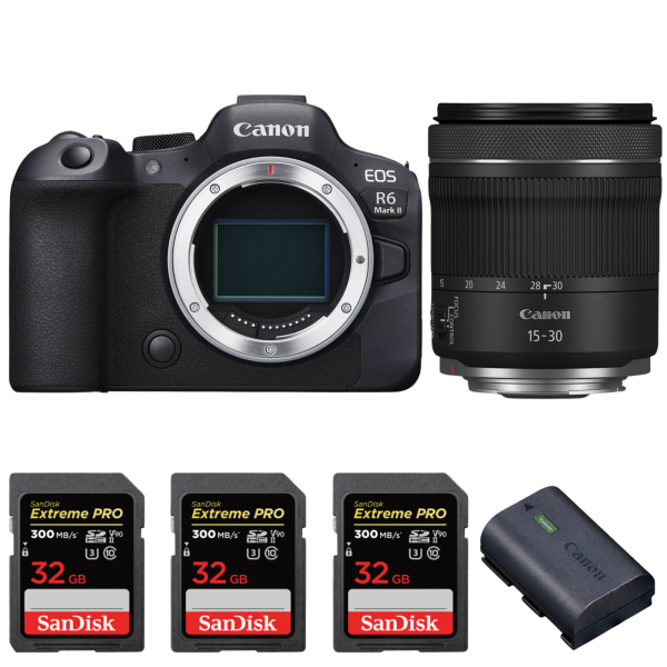 Canon EOS R6 Mark II + RF 15-30mm f/4.5-6.3 IS STM + 3 SanDisk 32GB Extreme PRO UHS-II SDXC 300 MB/s + 1 Canon LP-E6NH|MCZ DIRECT