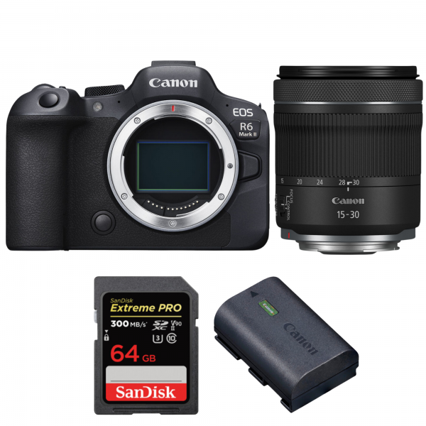 Canon EOS R6 Mark II + RF 15-30mm f/4.5-6.3 IS STM + 1 SanDisk 64GB Extreme PRO UHS-II SDXC 300 MB/s + 1 Canon LP-E6NH|MCZ DIRECT