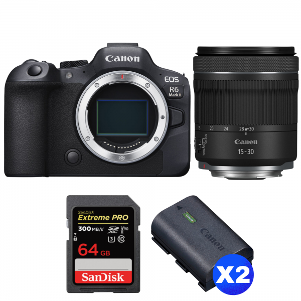 Canon EOS R6 Mark II + RF 15-30mm f/4.5-6.3 IS STM + 1 SanDisk 64GB Extreme PRO UHS-II SDXC 300 MB/s + 2 Canon LP-E6NH-1