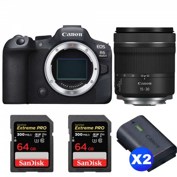 Canon EOS R6 Mark II + RF 15-30mm f/4.5-6.3 IS STM + 2 SanDisk 64GB Extreme PRO UHS-II SDXC 300 MB/s + 2 Canon LP-E6NH-1