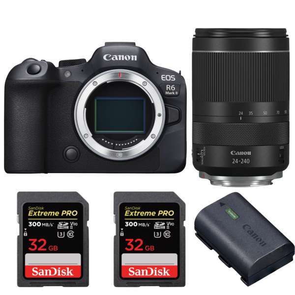 Canon EOS R6 Mark II + RF 24-240mm f/4-6.3 IS USM + 2 SanDisk 32GB Extreme PRO UHS-II SDXC 300 MB/s + 1 Canon LP-E6NH-1