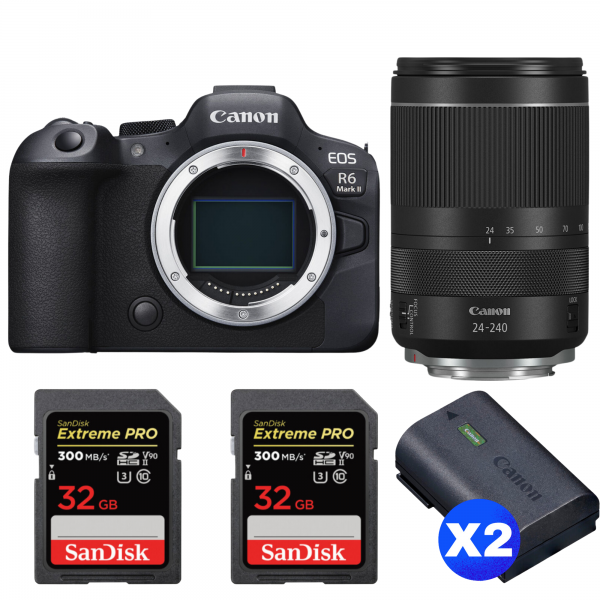 Canon EOS R6 Mark II + RF 24-240mm f/4-6.3 IS USM + 2 SanDisk 32GB Extreme PRO UHS-II SDXC 300 MB/s + 2 Canon LP-E6NH-1