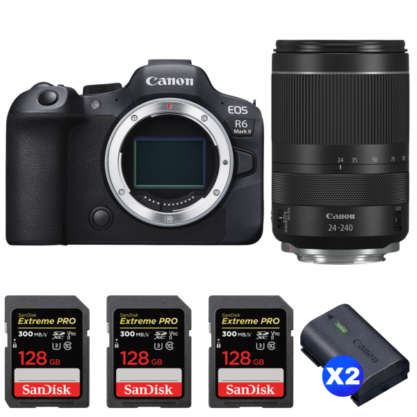 Canon EOS R6 Mark II + RF 24-240mm f/4-6.3 IS USM + 3 SanDisk 128GB Extreme PRO UHS-II SDXC 300 MB/s + 2 Canon LP-E6NH|MCZ DIRECT