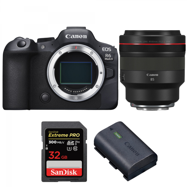 Canon EOS R6 Mark II + RF 85mm f/1.2 L USM + 1 SanDisk 32GB Extreme PRO UHS-II SDXC 300 MB/s + 1 Canon LP-E6NH-1