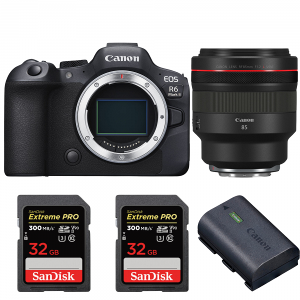 Canon EOS R6 Mark II + RF 85mm f/1.2 L USM + 2 SanDisk 32GB Extreme PRO UHS-II SDXC 300 MB/s + 1 Canon LP-E6NH-1