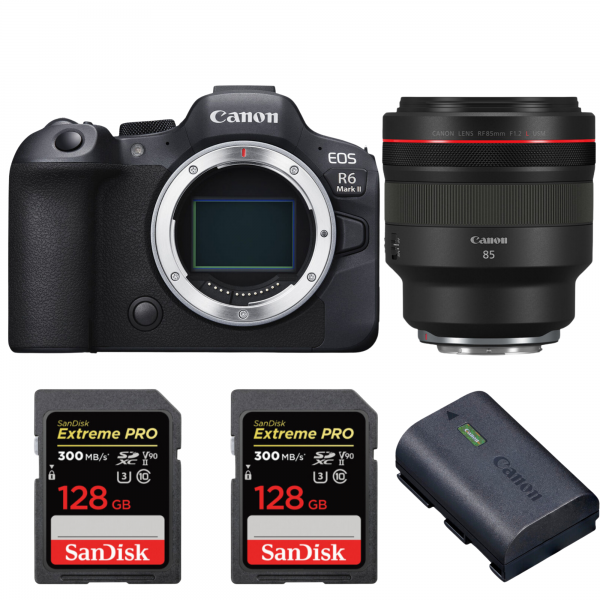 Canon EOS R6 Mark II + RF 85mm f/1.2 L USM + 2 SanDisk 128GB Extreme PRO UHS-II SDXC 300 MB/s + 1 Canon LP-E6NH-1