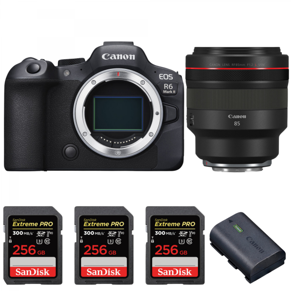 Canon EOS R6 Mark II + RF 85mm f/1.2 L USM + 3 SanDisk 256GB Extreme PRO UHS-II SDXC 300 MB/s + 1 Canon LP-E6NH|MCZ DIRECT