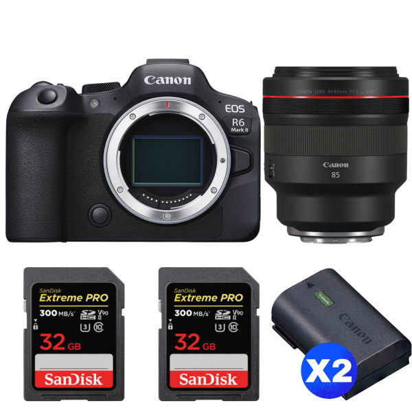 Canon EOS R6 Mark II + RF 85mm f/1.2 L USM + 2 SanDisk 32GB Extreme PRO UHS-II SDXC 300 MB/s + 2 Canon LP-E6NH-1