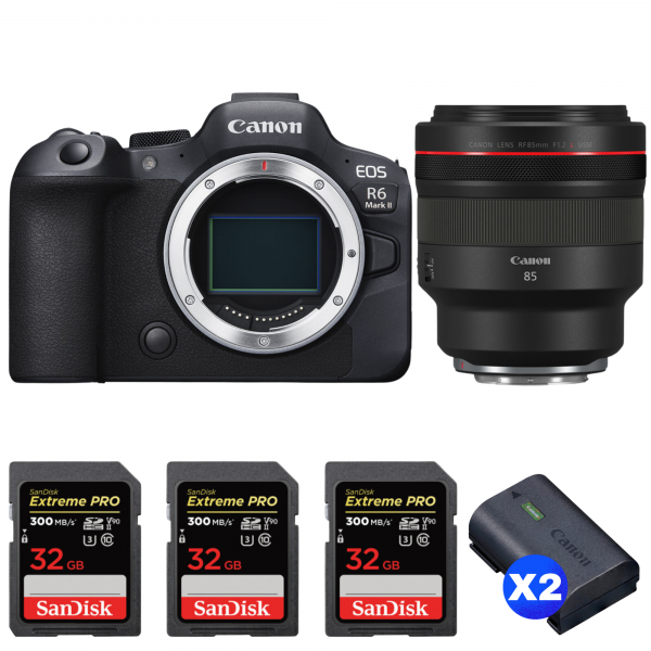 Canon EOS R6 Mark II + RF 85mm f/1.2 L USM + 3 SanDisk 32GB Extreme PRO UHS-II SDXC 300 MB/s + 2 Canon LP-E6NH-1