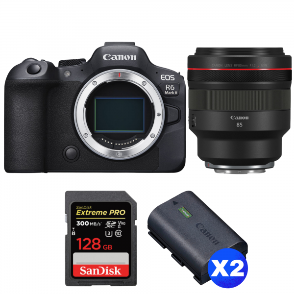 Canon EOS R6 Mark II + RF 85mm f/1.2 L USM + 1 SanDisk 128GB Extreme PRO UHS-II SDXC 300 MB/s + 2 Canon LP-E6NH-1