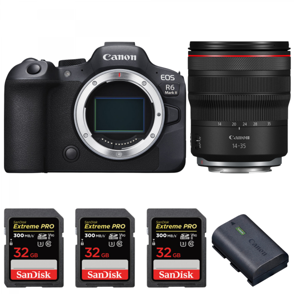 Canon EOS R6 Mark II + RF 14-35mm f/4 L IS USM + 3 SanDisk 32GB Extreme PRO UHS-II SDXC 300 MB/s + 1 Canon LP-E6NH-1