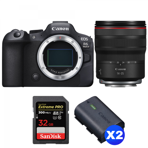 Canon EOS R6 Mark II + RF 14-35mm f/4 L IS USM + 1 SanDisk 32GB Extreme PRO UHS-II SDXC 300 MB/s + 2 Canon LP-E6NH-1