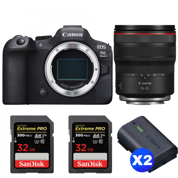 Canon EOS R6 Mark II + RF 14-35mm f/4 L IS USM + 2 SanDisk 32GB Extreme PRO UHS-II SDXC 300 MB/s + 2 Canon LP-E6NH-1