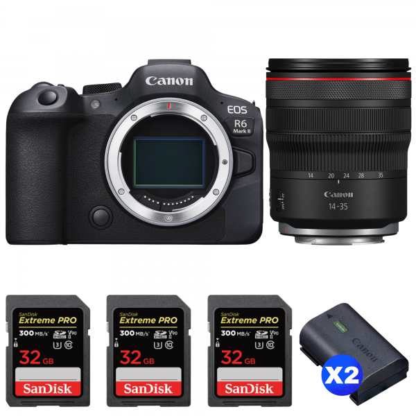 Canon EOS R6 Mark II + RF 14-35mm f/4 L IS USM + 3 SanDisk 32GB Extreme PRO UHS-II SDXC 300 MB/s + 2 Canon LP-E6NH-1