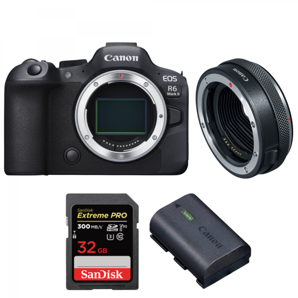 Canon EOS R6 Mark II + Canon EF-EOS R Premium + 1 SanDisk 32GB Extreme PRO UHS-II SDXC 300 MB/s + 1 Canon LP-E6NH|MCZ DIRECT