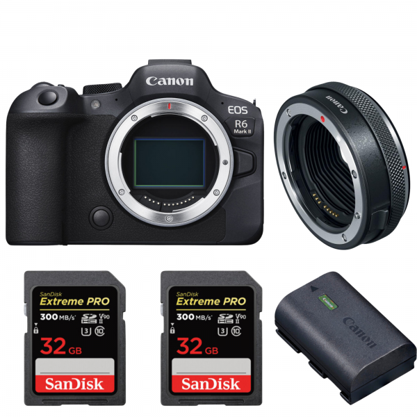 Canon EOS R6 Mark II + Canon EF-EOS R Premium + 2 SanDisk 32GB Extreme PRO UHS-II SDXC 300 MB/s + 1 Canon LP-E6NH|MCZ DIRECT