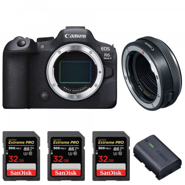 Canon EOS R6 Mark II + Canon EF-EOS R Premium + 3 SanDisk 32GB Extreme PRO UHS-II SDXC 300 MB/s + 1 Canon LP-E6NH|MCZ DIRECT