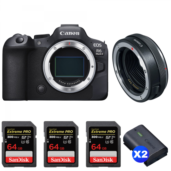 Canon EOS R6 Mark II + Canon EF-EOS R Premium + 3 SanDisk 64GB Extreme PRO UHS-II SDXC 300 MB/s + 2 Canon LP-E6NH|MCZ DIRECT