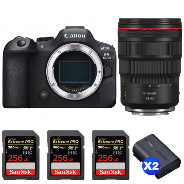 Canon EOS R6 Mark II + RF 24-70mm f/2.8 L IS USM + 3 SanDisk 256GB Extreme PRO UHS-II SDXC 300 MB/s + 2 Canon LP-E6NH|MCZ DIRECT