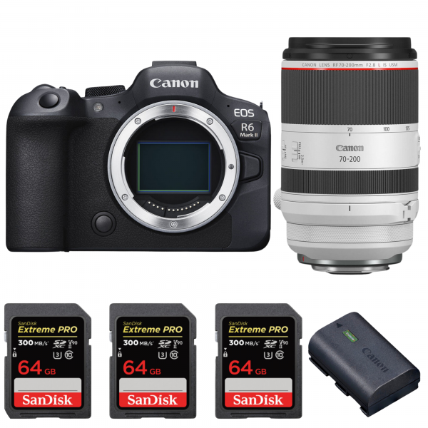 Canon EOS R6 Mark II + RF 70-200mm f/2.8 L IS USM + 3 SanDisk 64GB Extreme PRO UHS-II SDXC 300 MB/s + 1 Canon LP-E6NH|MCZ DIRECT