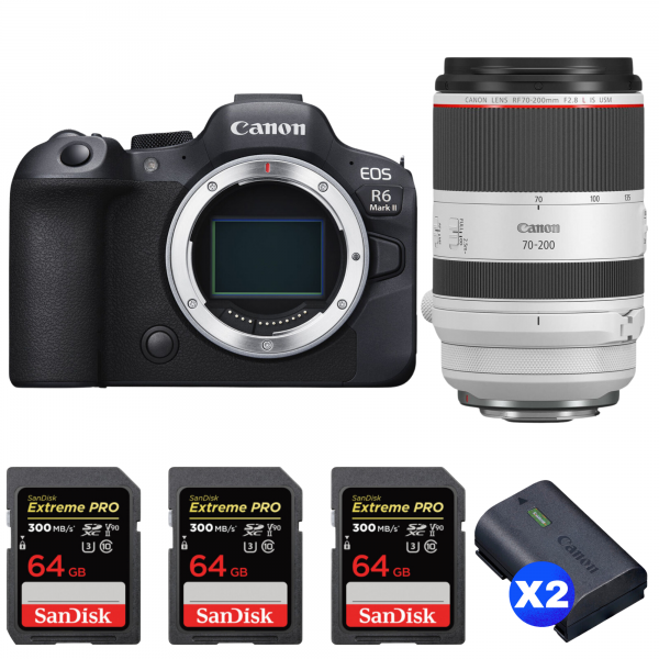 Canon EOS R6 Mark II + RF 70-200mm f/2.8 L IS USM + 3 SanDisk 64GB Extreme PRO UHS-II SDXC 300 MB/s + 2 Canon LP-E6NH|MCZ DIRECT