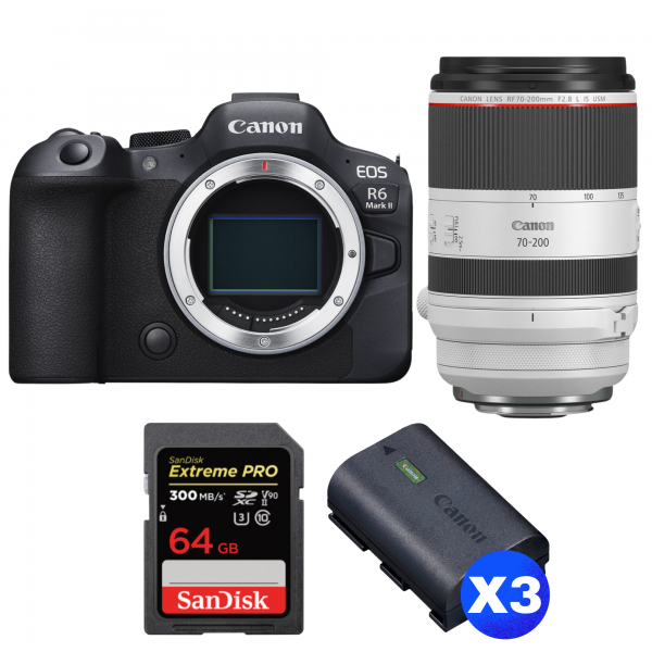 Canon EOS R6 Mark II + RF 70-200mm f/2.8 L IS USM + 1 SanDisk 64GB Extreme PRO UHS-II SDXC 300 MB/s + 3 Canon LP-E6NH|MCZ DIRECT