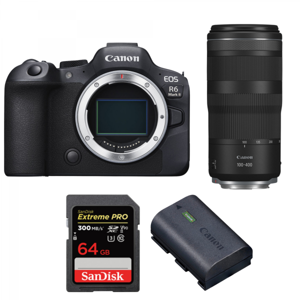 Canon EOS R6 Mark II + RF 100-400mm f/5.6-8 IS USM + 1 SanDisk 64GB Extreme PRO UHS-II SDXC 300 MB/s + 1 Canon LP-E6NH|MCZ DIRECT