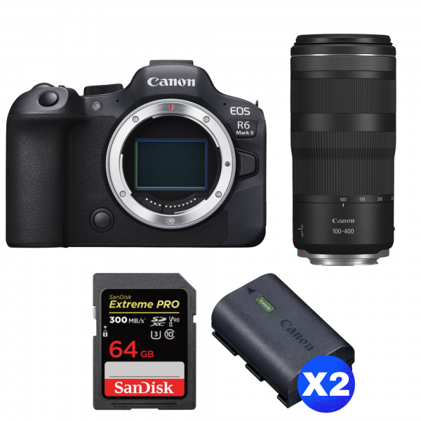 Canon EOS R6 Mark II + RF 100-400mm f/5.6-8 IS USM + 1 SanDisk 64GB Extreme PRO UHS-II SDXC 300 MB/s + 2 Canon LP-E6NH|MCZ DIRECT