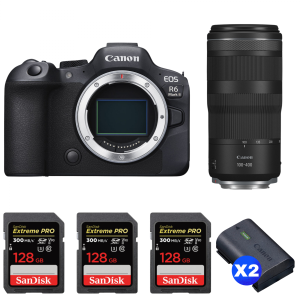 Canon EOS R6 Mark II + RF 100-400mm f/5.6-8 IS USM + 3 SanDisk 128GB Extreme PRO UHS-II SDXC 300 MB/s + 2 Canon LP-E6NH|MCZ DIRECT