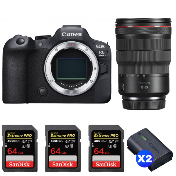 Canon EOS R6 Mark II + RF 15-35mm f/2.8 L IS USM + 3 SanDisk 64GB Extreme PRO UHS-II SDXC 300 MB/s + 2 Canon LP-E6NH|MCZ DIRECT