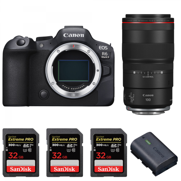 Canon EOS R6 Mark II + RF 100mm f/2.8 L Macro IS USM + 3 SanDisk 32GB Extreme PRO UHS-II SDXC 300 MB/s + 1 Canon LP-E6NH|MCZ DIRECT