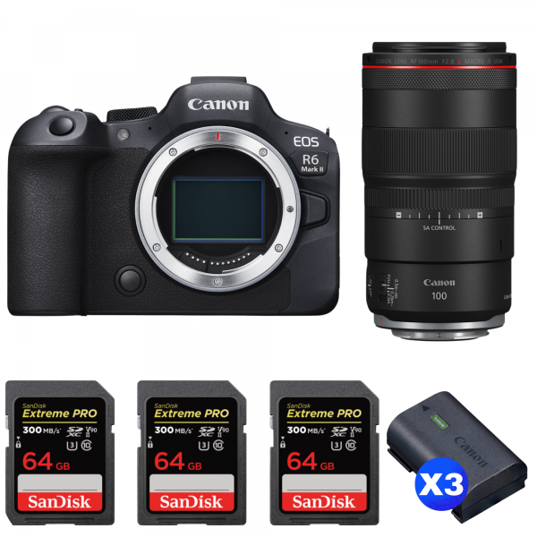 Canon EOS R6 Mark II + RF 100mm f/2.8 L Macro IS USM + 3 SanDisk 64GB Extreme PRO UHS-II SDXC 300 MB/s + 3 Canon LP-E6NH|MCZ DIRECT