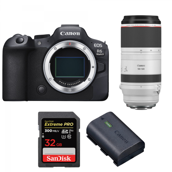 Canon EOS R6 Mark II + RF 100-500mm f/4.5-7.1 L IS USM + 1 SanDisk 32GB Extreme PRO UHS-II SDXC 300 MB/s + 1 Canon LP-E6NH|MCZ DIRECT