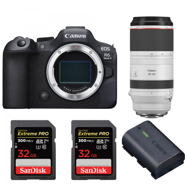 Canon EOS R6 Mark II + RF 100-500mm f/4.5-7.1 L IS USM + 2 SanDisk 32GB Extreme PRO UHS-II SDXC 300 MB/s + 1 Canon LP-E6NH|MCZ DIRECT