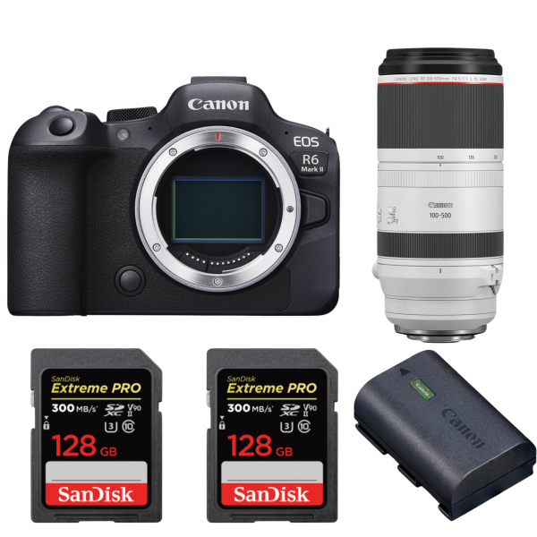 Canon EOS R6 Mark II + RF 100-500mm f/4.5-7.1 L IS USM + 2 SanDisk 128GB Extreme PRO UHS-II SDXC 300 MB/s + 1 Canon LP-E6NH|MCZ DIRECT