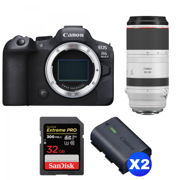 Canon EOS R6 Mark II + RF 100-500mm f/4.5-7.1 L IS USM + 1 SanDisk 32GB Extreme PRO UHS-II SDXC 300 MB/s + 2 Canon LP-E6NH|MCZ DIRECT