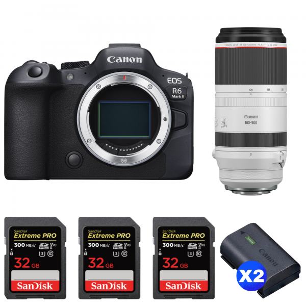 Canon EOS R6 Mark II + RF 100-500mm f/4.5-7.1 L IS USM + 3 SanDisk 32GB Extreme PRO UHS-II SDXC 300 MB/s + 2 Canon LP-E6NH|MCZ DIRECT