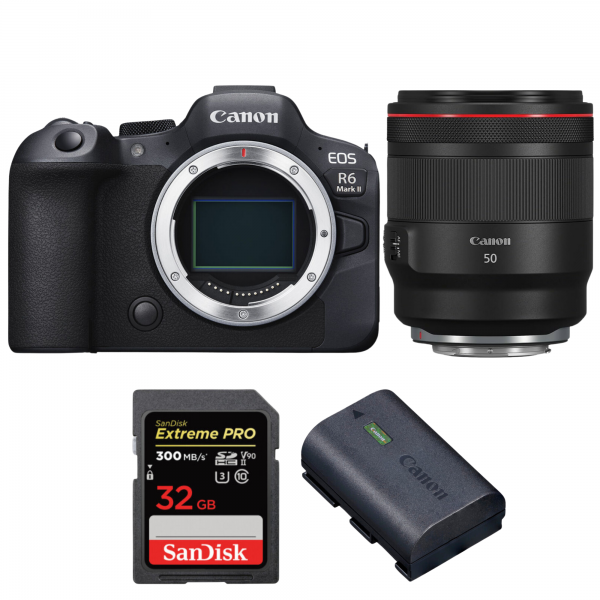 Canon EOS R6 Mark II + RF 50mm f/1.2 L USM + 1 SanDisk 32GB Extreme PRO UHS-II SDXC 300 MB/s + 1 Canon LP-E6NH|MCZ DIRECT