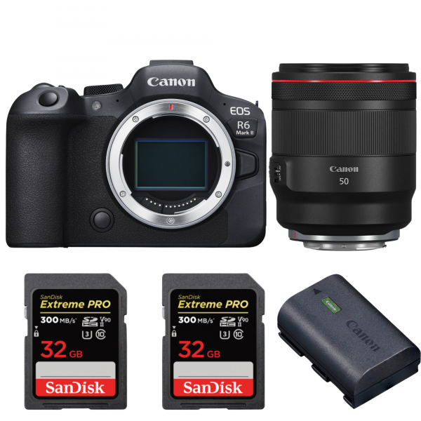 Canon EOS R6 Mark II + RF 50mm f/1.2 L USM + 2 SanDisk 32GB Extreme PRO UHS-II SDXC 300 MB/s + 1 Canon LP-E6NH|MCZ DIRECT