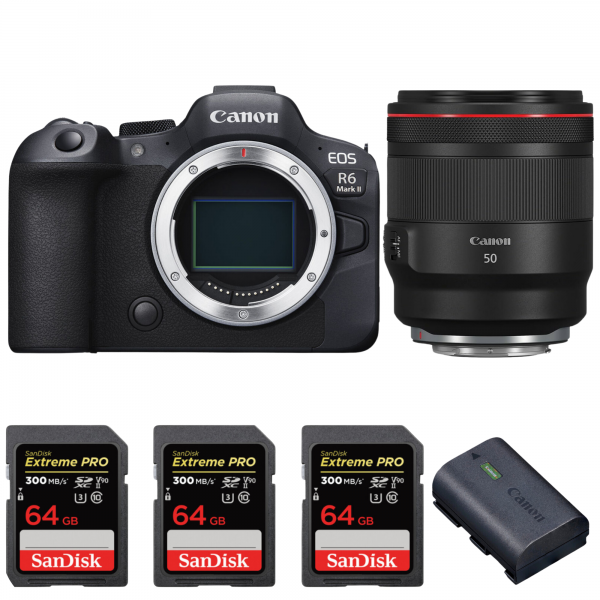 Canon EOS R6 Mark II + RF 50mm f/1.2 L USM + 3 SanDisk 64GB Extreme PRO UHS-II SDXC 300 MB/s + 1 Canon LP-E6NH|MCZ DIRECT