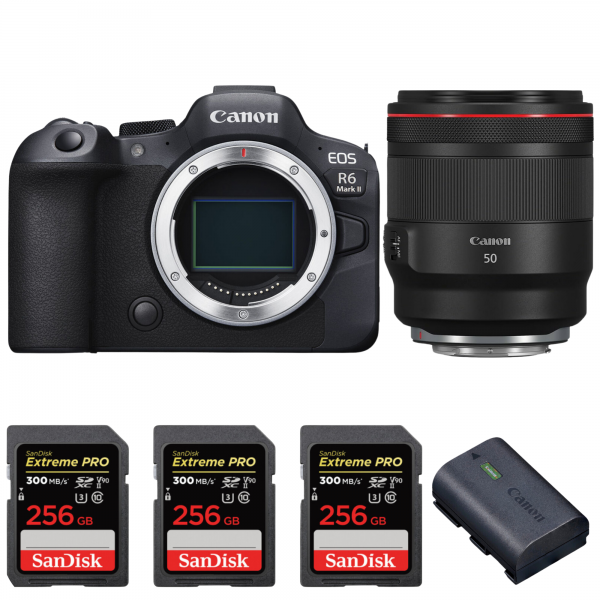 Canon EOS R6 Mark II + RF 50mm f/1.2 L USM + 3 SanDisk 256GB Extreme PRO UHS-II SDXC 300 MB/s + 1 Canon LP-E6NH|MCZ DIRECT