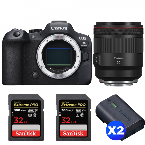 Canon EOS R6 Mark II + RF 50mm f/1.2 L USM + 2 SanDisk 32GB Extreme PRO UHS-II SDXC 300 MB/s + 2 Canon LP-E6NH|MCZ DIRECT