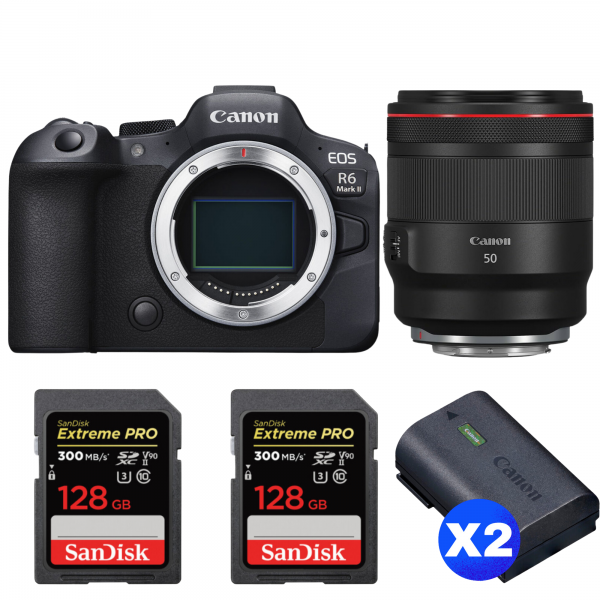 Canon EOS R6 Mark II + RF 50mm f/1.2 L USM + 2 SanDisk 128GB Extreme PRO UHS-II SDXC 300 MB/s + 2 Canon LP-E6NH|MCZ DIRECT