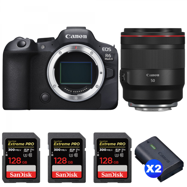 Canon EOS R6 Mark II + RF 50mm f/1.2 L USM + 3 SanDisk 128GB Extreme PRO UHS-II SDXC 300 MB/s + 2 Canon LP-E6NH|MCZ DIRECT