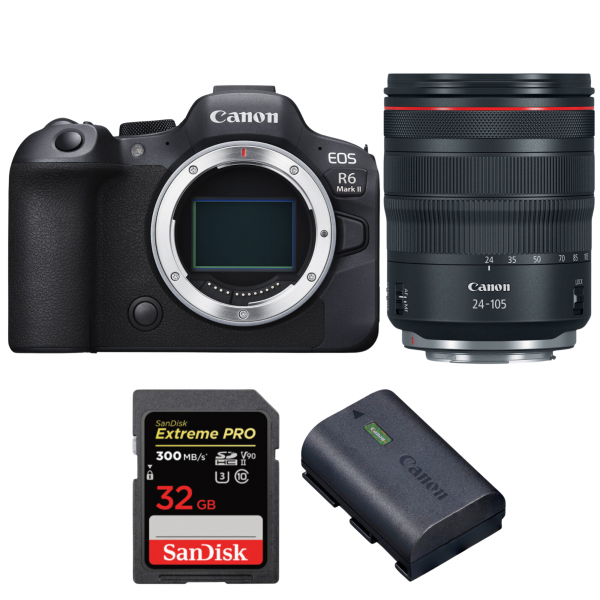 Canon EOS R6 Mark II + RF 24-105mm f/4 L IS USM + 1 SanDisk 32GB Extreme PRO UHS-II SDXC 300 MB/s + 1 Canon LP-E6NH|MCZ DIRECT