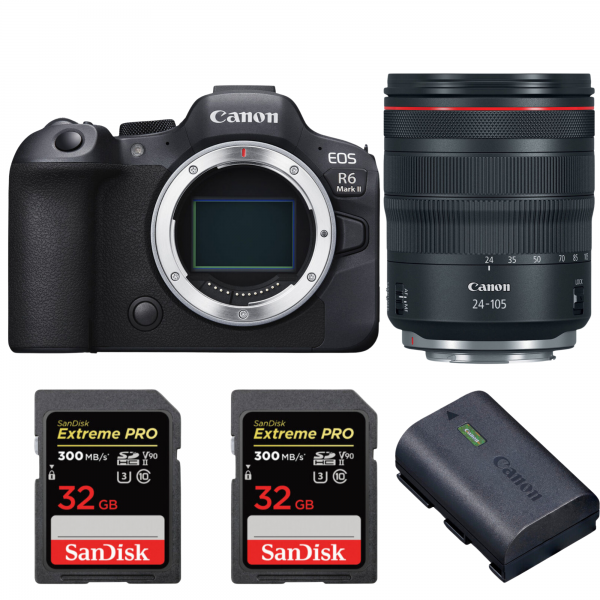 Canon EOS R6 Mark II + RF 24-105mm f/4 L IS USM + 2 SanDisk 32GB Extreme PRO UHS-II SDXC 300 MB/s + 1 Canon LP-E6NH|MCZ DIRECT