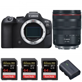 Canon EOS R6 Mark II + RF 24-105mm f/4 L IS USM + 3 SanDisk 64GB Extreme PRO UHS-II SDXC 300 MB/s + 1 Canon LP-E6NH-1