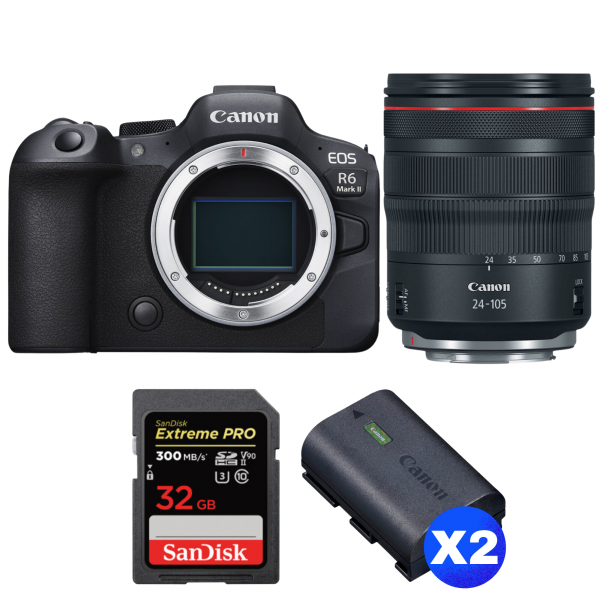 Canon EOS R6 Mark II + RF 24-105mm f/4 L IS USM + 1 SanDisk 32GB Extreme PRO UHS-II SDXC 300 MB/s + 2 Canon LP-E6NH|MCZ DIRECT